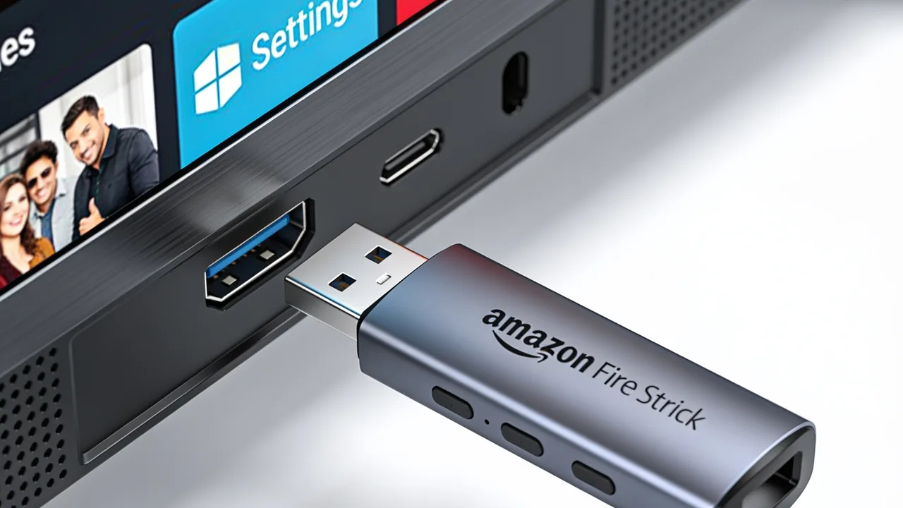 Clé Firestick connectée à un téléviseur pour IPTV