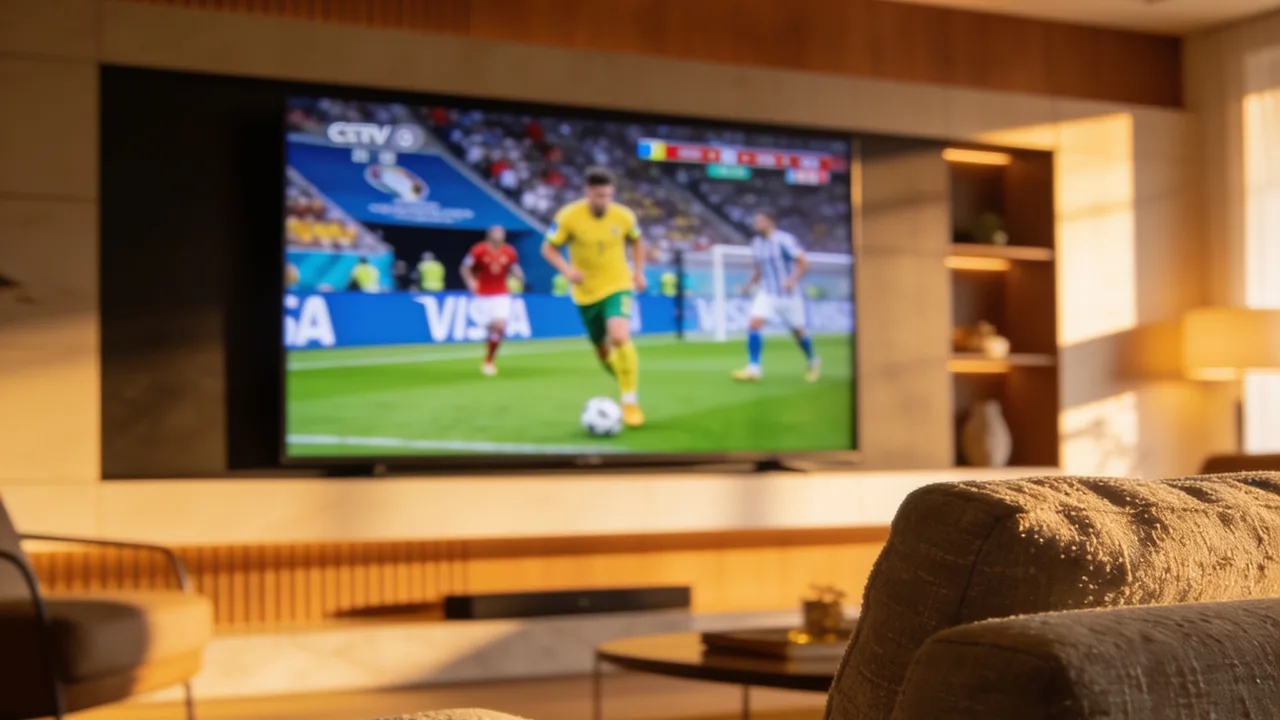 TV 4K affichant un match de football en direct via IPTV
